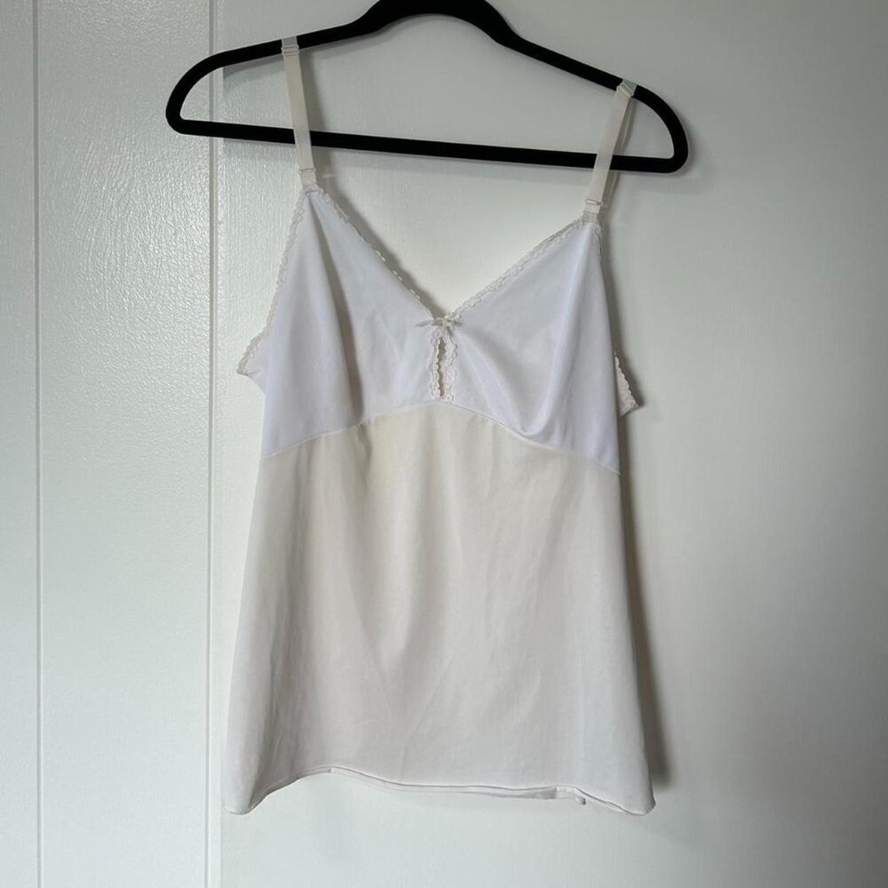Vintage white and cream 1960s OLGA intimates camisole chemise - made in USA